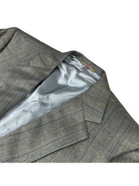 VTG Holland & Sherry x Tom James Men's 100% Wool Blazer Green Stripe • USA • 48R